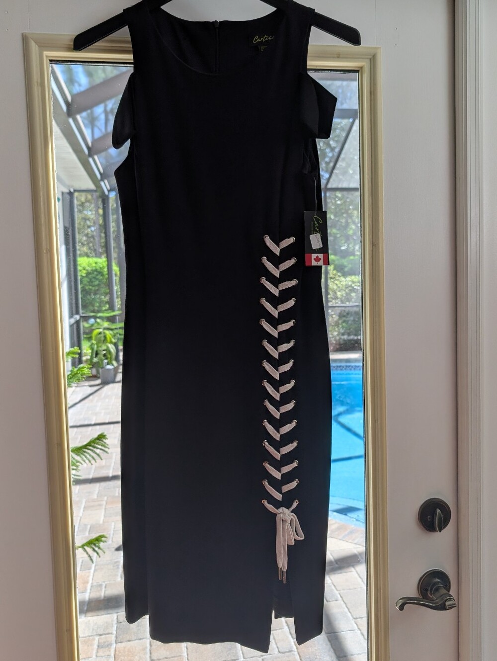 Cartise Women’s Black Dress with Lace-Up Detail